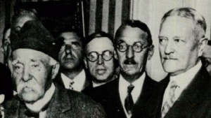 Former French Premier Georges Clemenceau, left, and Gen. John Pershing when Clemenceau addressed the Council in 1922.