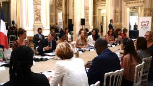 French President Macron holds consultative talks ahead of G7 summit meeting in Paris