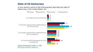 Bar graph showing opinion on the State of US Democracy