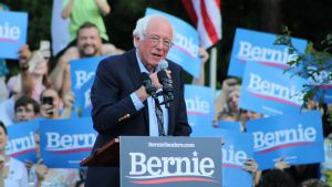 Bernie Sanders Smiling from Side View