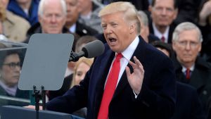 President Donald Trump speaks after taking the oath of office to during the 58th Presidential Inauguration on January 20, 2017 in Washington, DC.