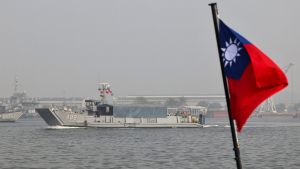 Taiwan ship and flag