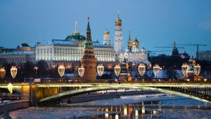 Exterior view of the Kremlin at night time