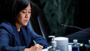  U.S. Trade Representative Katherine Tai testifies before the Senate Finance Committee on Capitol Hill in Washington