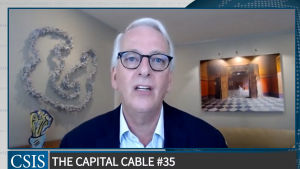 Screen shot of Council President Daalder speaking on a webinar with CSIS Capital Cable.