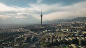 Aerial view of the Tehran Tower and other buildings in daytime