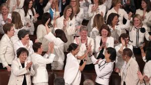 Women celebrating in the US senator