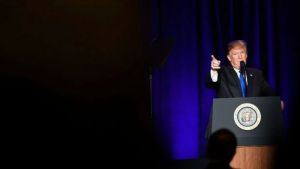 President Donald Trump speaks at the Major County Sheriffs and Major Cities Chiefs Association Joint Conference in Washington