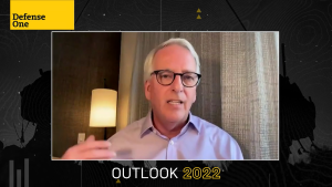Screen shot of Ivo Daalder speaking at Defense One's Outlook for 2022 virtual event.