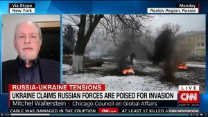 Screenshot of Mitchel Wallerstein discussing Russia-Ukraine tensions on CNN.