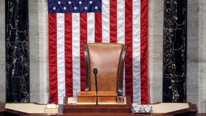 The chair of the Speaker of the U.S. House of Representatives sits empty
