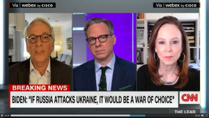 Screen shot of Ivo Daalder speaking on CNN with Jake Tapper and Robin Wright of the Woodrow Wilson Center.