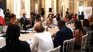 French President Macron holds consultative talks ahead of G7 summit meeting in Paris