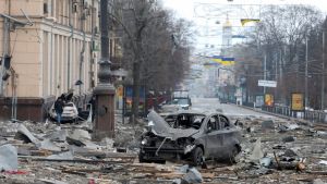 Burned car in Ukraine 