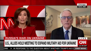 Screenshot of Ivo Daalder on CNN's First Move with Julia Chatterley, in front of a red background.