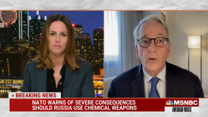 Screenshot if Ivo Daalder speaking with Alicia Menendez on MSNBC.