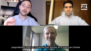 Screenshot of Paul Poast speaking with Pablo Perez and Jose Daniel Machorro on Politikal Arena.