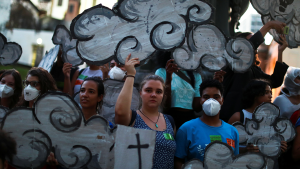 Activists take part in a Global Climate Strike in Brazil on March 25, 2022.