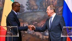 Russian Foreign Minister Sergei Lavrov attends a news conference with Mali's Minister of Foreign Affairs and International Cooperation Abdoulaye Diop, in Moscow, Russia.