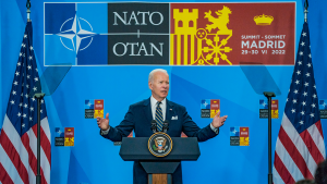 U.S. President Joe Biden speaks at the NATO Madrid Summit.