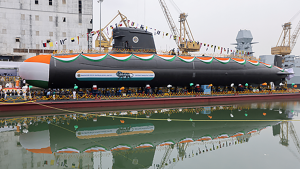 The Scorpene submarine Vagsheer in Mumbai, India.