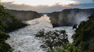 A view of Lake Albert, which runs right in between Uganda and the Democratic Republic of the Congo.