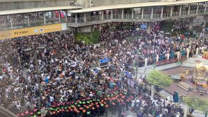 Thai youths' protest 2020 at Ratchaprasong intersection Bangkok on 15 Oct 2020