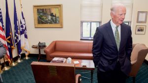 Former Secretary Baker stands by the chair he used as a Cabinet Officer