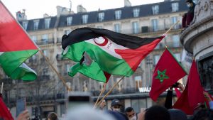 Flags of the Saharawi Arab Democratic Republic and Morrocco