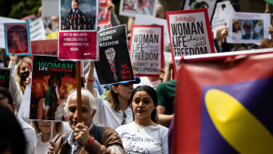 Protestors in Melbourne gather in solidarity with protestors in Iran.