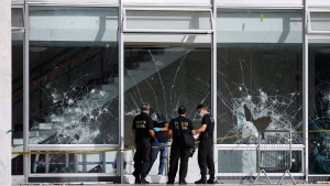 Smashed windows of the Supreme Court building in Brazil on January 9, 2023.
