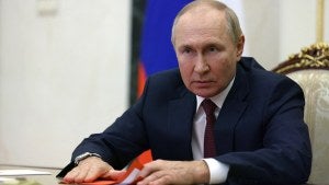 Russian President Putin attends a meeting in Moscow