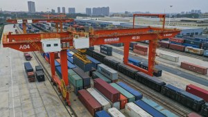 Rows of storage containers at a port