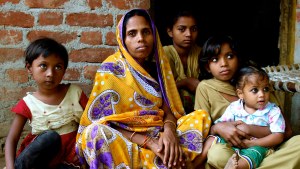 Shyamkali sits with four of her daughters.