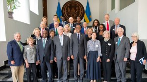 Group of Leadership Study Mission travelers with the President of Rwanda, Paul Kagame