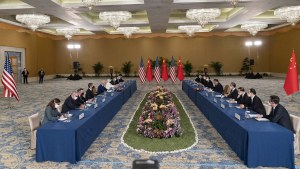 U.S. President Joe Biden is seated with Chinese President Xi Jinping for a meeting on the sidelines of the G20 summit meeting