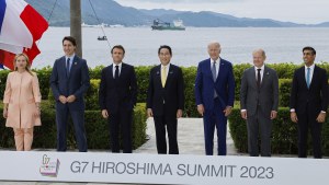G7 leaders stand in a line