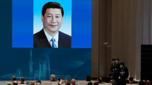 An image of Chinese President Xi Jinping during the Chinese Modernization and the World forum on April 21, 2023.