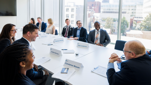a group of Emerging Leaders gathered around a table