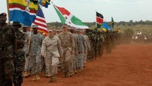 US troops participate in a military exercise with African allies
