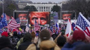 Supporters of then-President Donald Trump participate in a rally that preceded the assault on the U.S. Capitol building