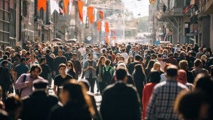 Crowded city street.