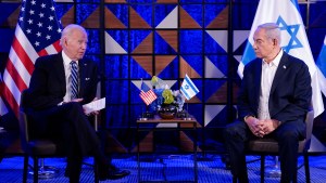 resident Joe Biden speaks as he meets with Israeli Prime Minister Benjamin Netanyahu