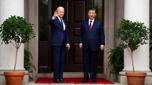 President Joe Biden greets China's President President Xi Jinping 