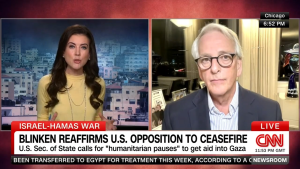 Screen shot of CNN's Julia Chatterly, left, speaking with Ivo Daalder, right. 