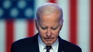 President Joe Biden pauses during a speech