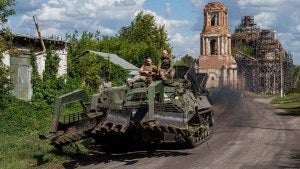 Ukrainian tanks entering Russia’s Kursk region