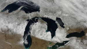 An aerial view of the Great Lakes