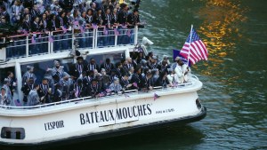 US Olympic athletes on a boat during the opening ceremony