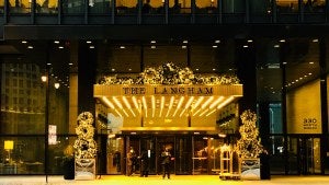 Exterior view of the Langham's main entrance